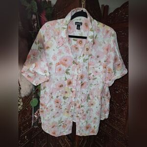 Erika Floral Print button down shirt plus sz 3x
